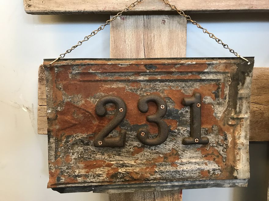I Transform Architectural Tin Roof Tiles Into Incredible Street Number Address Signs I Transform Architectural Tin Roof Tiles Into Incredible Street Number Address Signs