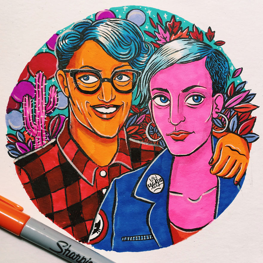 I Create Weird One-Of-A-Kind Cartoonish Family Portraits