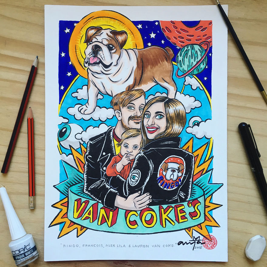 I Create Weird One-Of-A-Kind Cartoonish Family Portraits I Create Weird One-Of-A-Kind Cartoonish Family Portraits