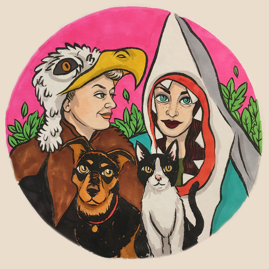 I Create Weird One-Of-A-Kind Cartoonish Family Portraits I Create Weird One-Of-A-Kind Cartoonish Family Portraits