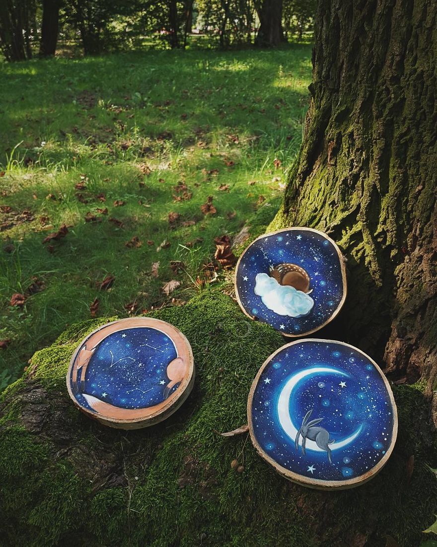 I Love To Paint On Wood Pieces Found During My Forest Wanderings.