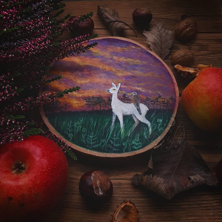 I Love To Paint On Wood Pieces Found During My Forest Wanderings.