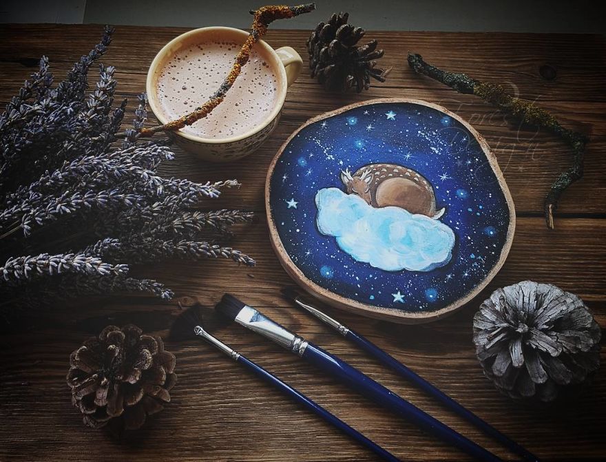 I Love To Paint On Wood Pieces Found During My Forest Wanderings.