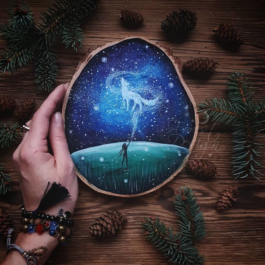 I Love To Paint On Wood Pieces Found During My Forest Wanderings.