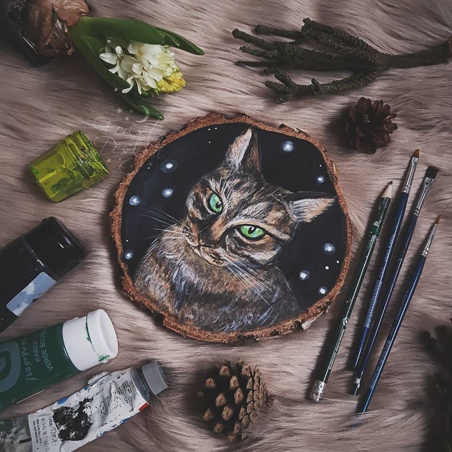 I Love To Paint On Wood Pieces Found During My Forest Wanderings.