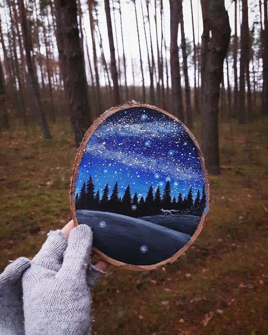 I Love To Paint On Wood Pieces Found During My Forest Wanderings.