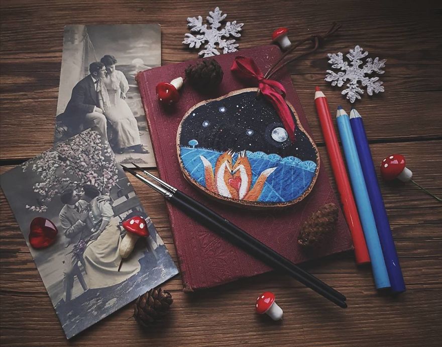 I Love To Paint On Wood Pieces Found During My Forest Wanderings.