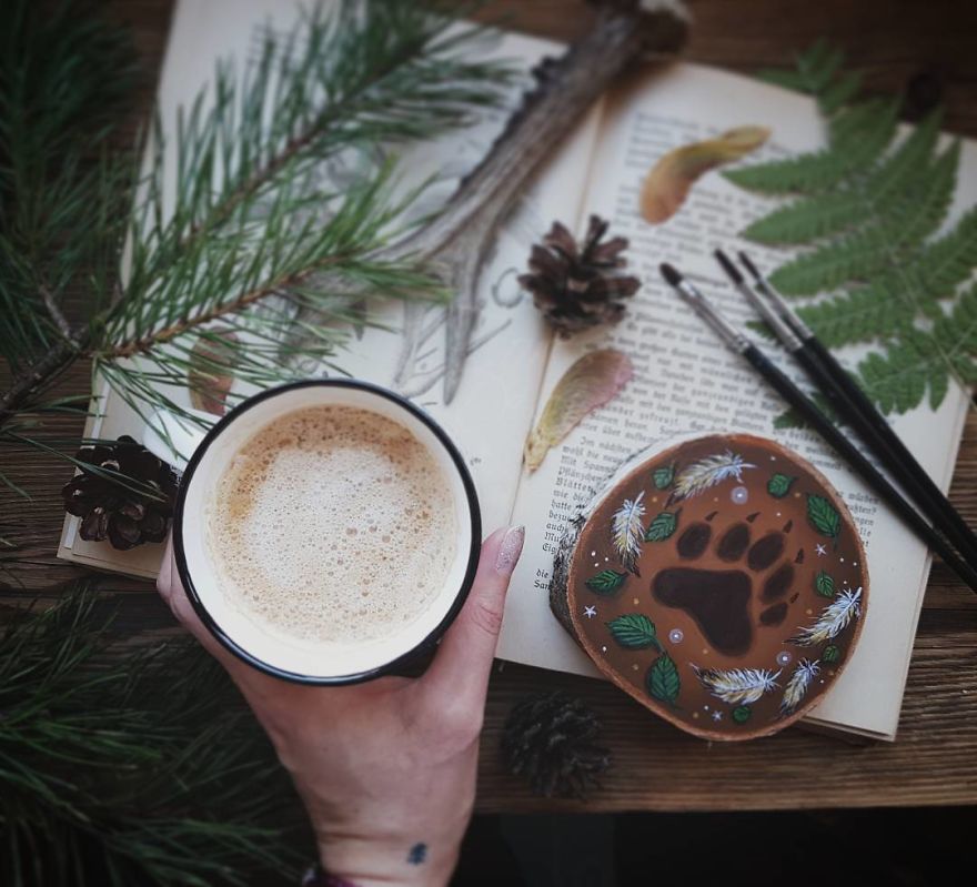I Love To Paint On Wood Pieces Found During My Forest Wanderings.