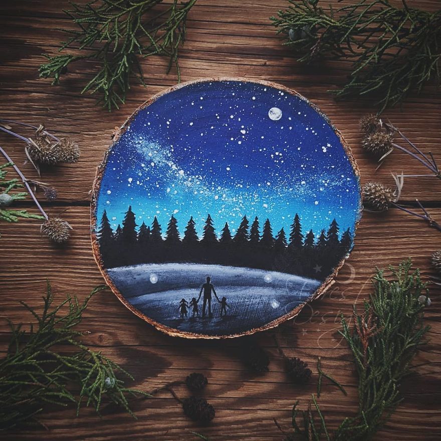 I Love To Paint On Wood Pieces Found During My Forest Wanderings.