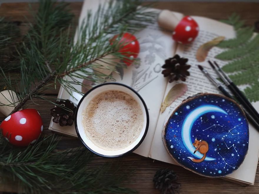 I Love To Paint On Wood Pieces Found During My Forest Wanderings.