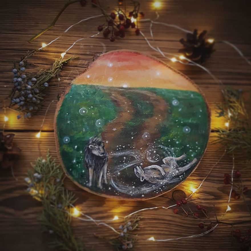 I Love To Paint On Wood Pieces Found During My Forest Wanderings.