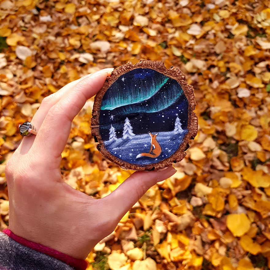 I Love To Paint On Wood Pieces Found During My Forest Wanderings.