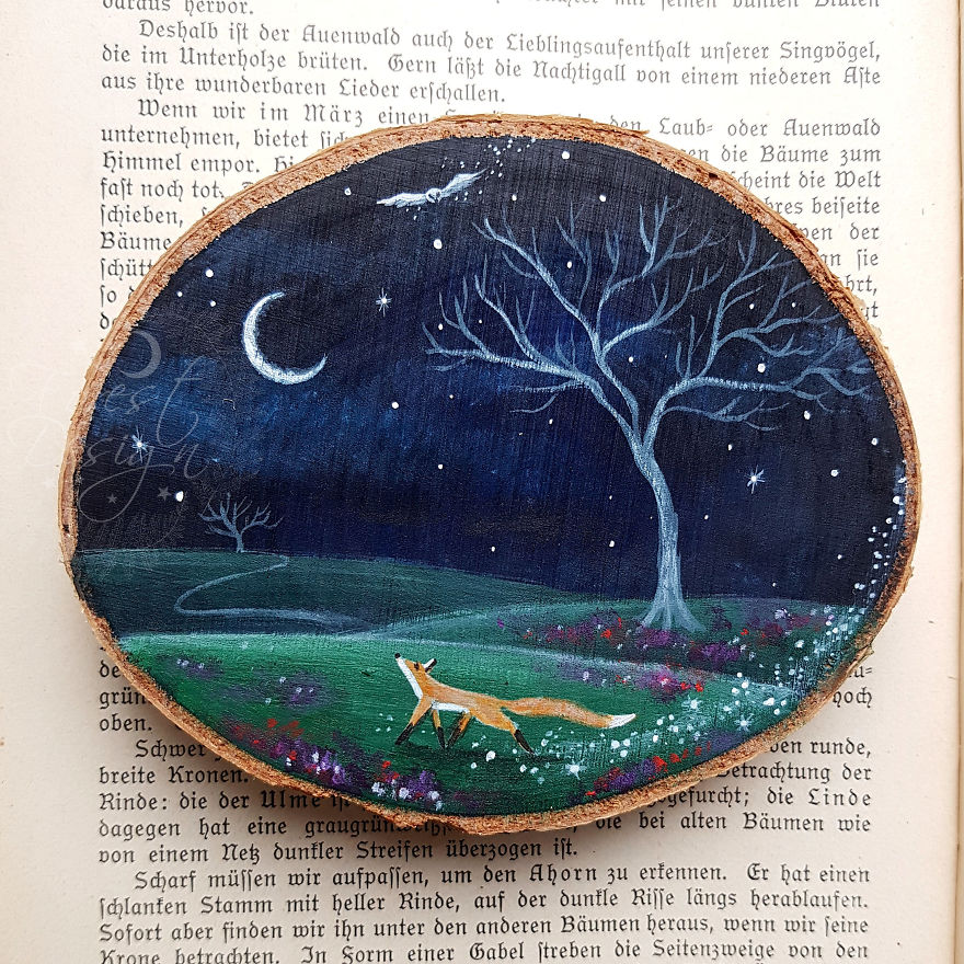 I Love To Paint On Wood Pieces Found During My Forest Wanderings.