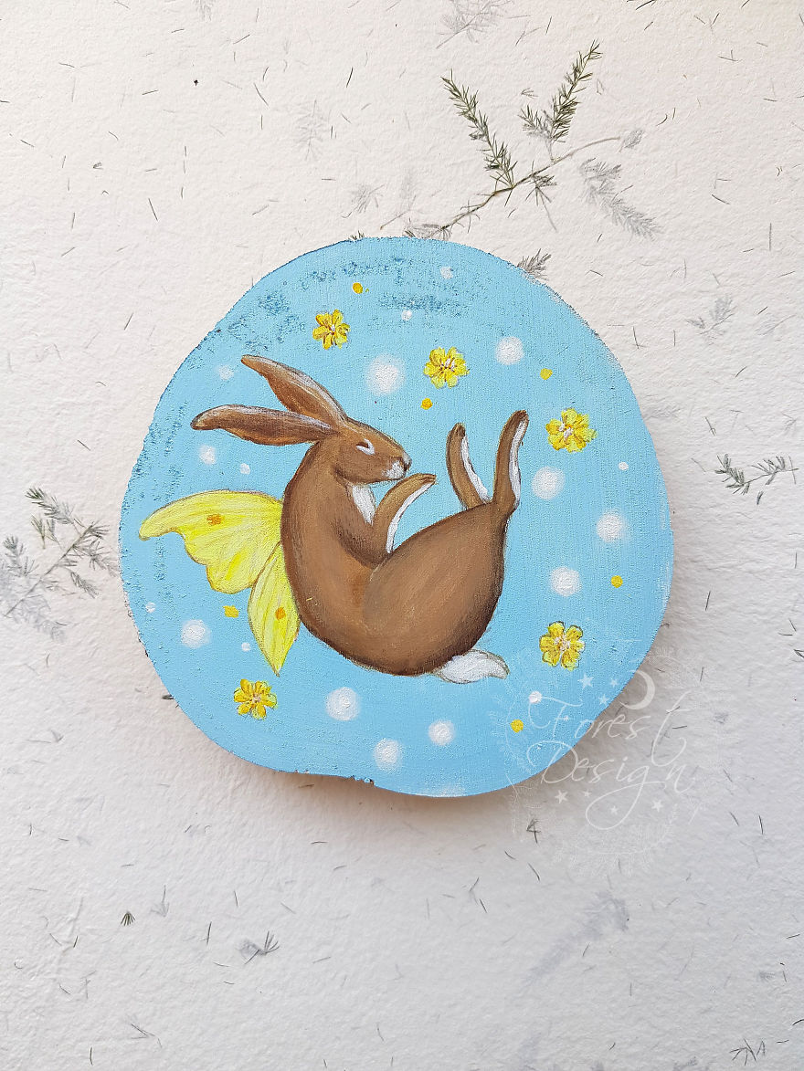 I Love To Paint On Wood Pieces Found During My Forest Wanderings.