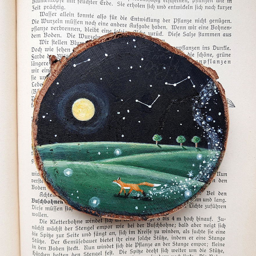 I Love To Paint On Wood Pieces Found During My Forest Wanderings.