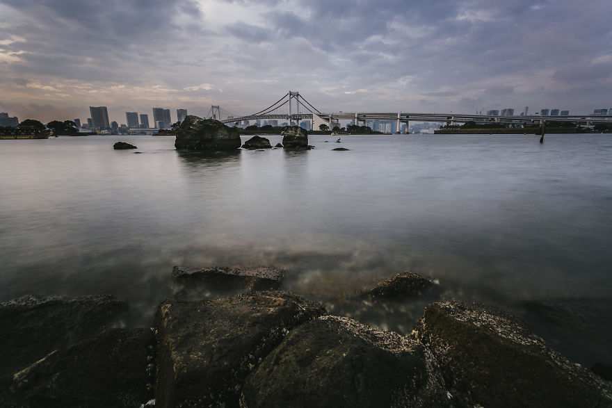 Tokyo Bay And Rainbow Bridge From Odaiba