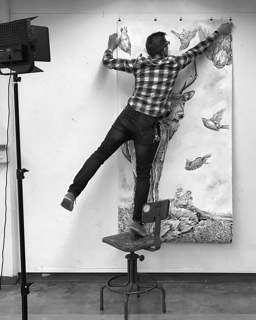 My Detailed Deer Illustration Took Me Two Weeks To Finish, And Here's The Result