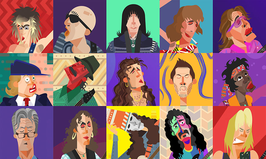 I Illustrated Some Of My Favourite Guitarists