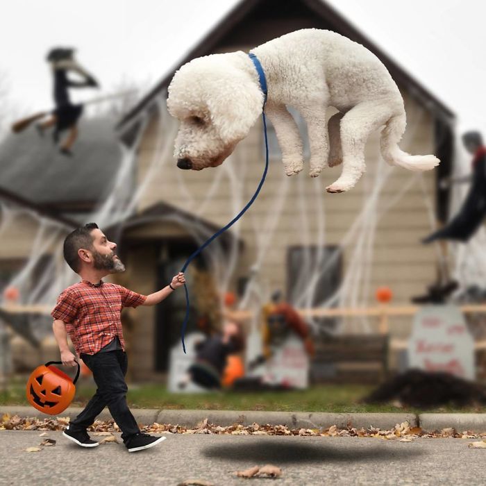 Photographer Makes Funny Montages With Photos Of His Giant Dog (New Pics)