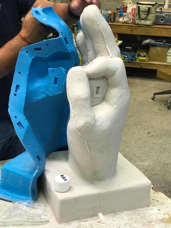 Sculpted A 2 Ft. Tall "Ok" Hand Statue Sculpted A 2 Ft. Tall "Ok" Hand Statue