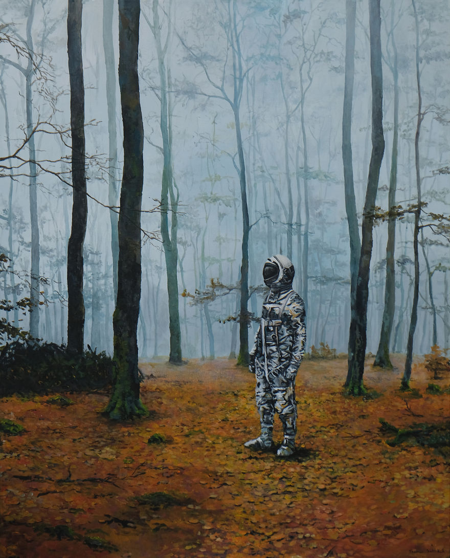 I Create Melancholic Paintings Of Astronauts And Sheep