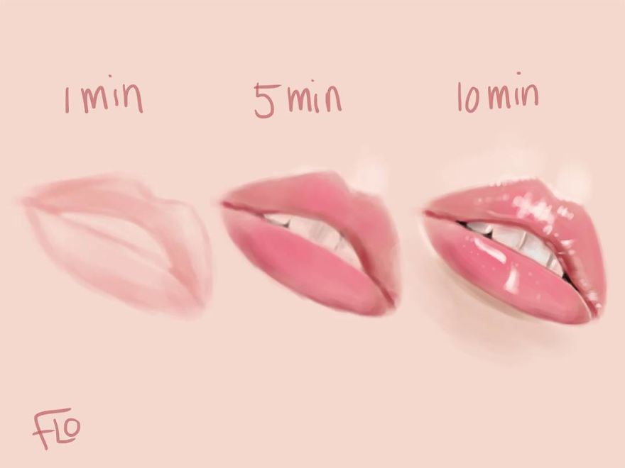 The Artist Shows How Much Time She Spends Creating Her Drawings.