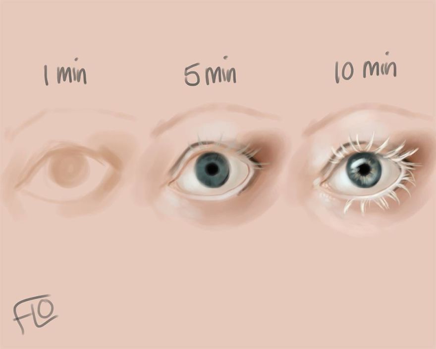 The Artist Shows How Much Time She Spends Creating Her Drawings.