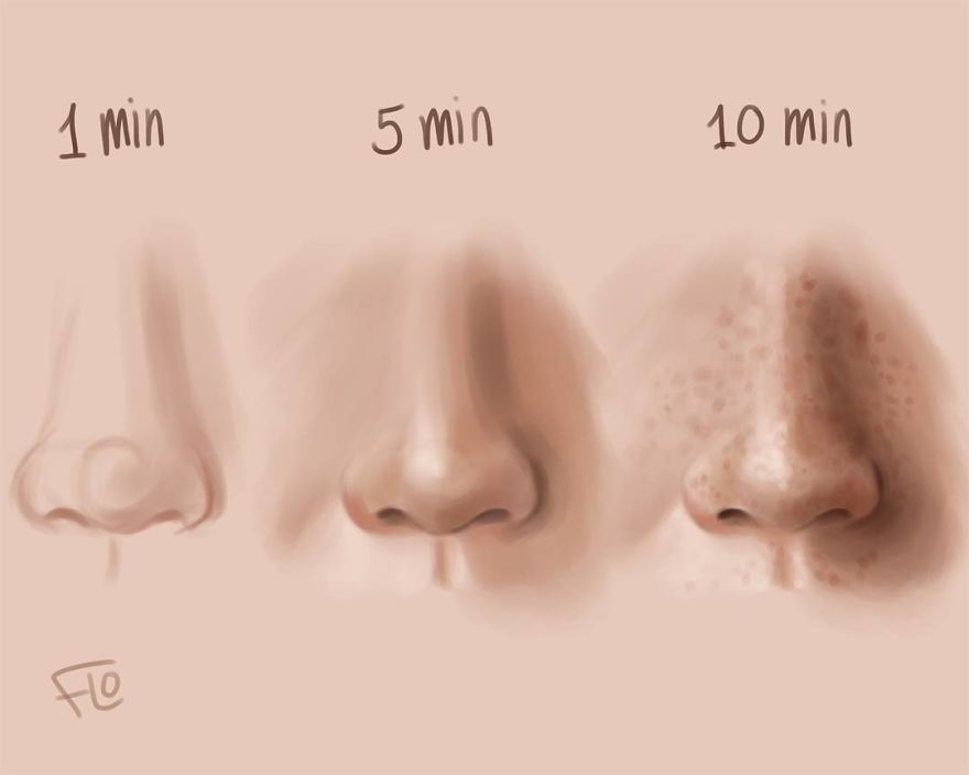 The Artist Shows How Much Time She Spends Creating Her Drawings.