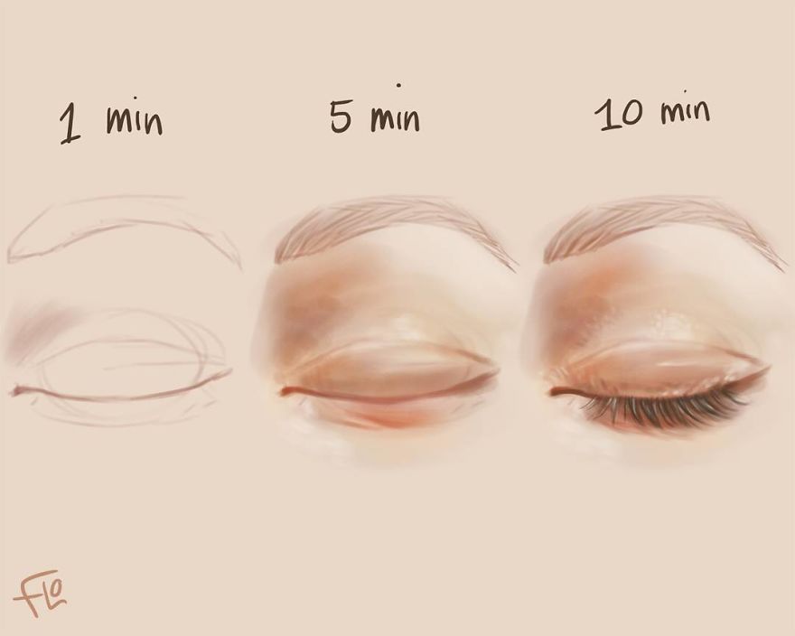 The Artist Shows How Much Time She Spends Creating Her Drawings.