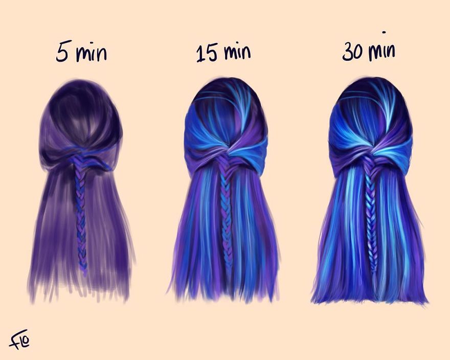 The Artist Shows How Much Time She Spends Creating Her Drawings.