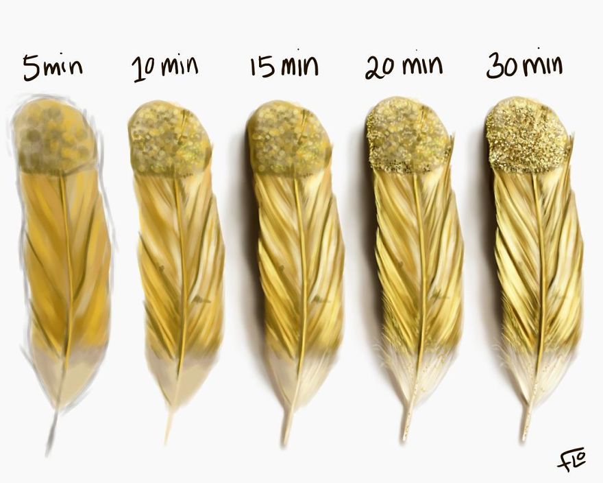 The Artist Shows How Much Time She Spends Creating Her Drawings.