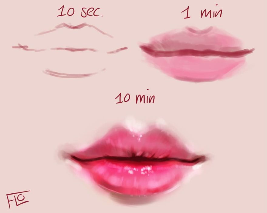 The Artist Shows How Much Time She Spends Creating Her Drawings.