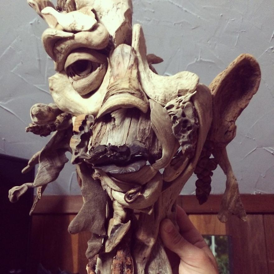 I Have Been Sculpting Faces And Bodies From Driftwood For Over 17 Years
