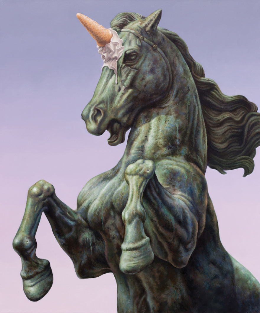 Paintings Of Statues Mocked With Modern Objects Paintings Of Statues Mocked With Modern Objects