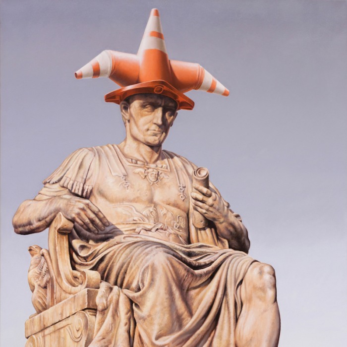 Paintings Of Statues Mocked With Modern Objects