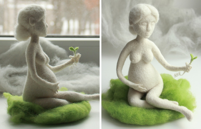 I Made Needle Felted Sculpture Of Pregnant Woman