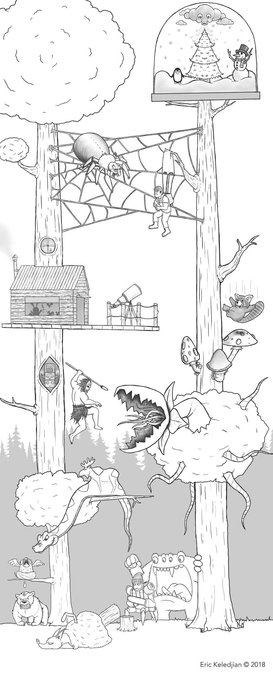 I Challenged Myself To Add One Character A Day To This Bear Drawing For 19 Days Until I Got This Result