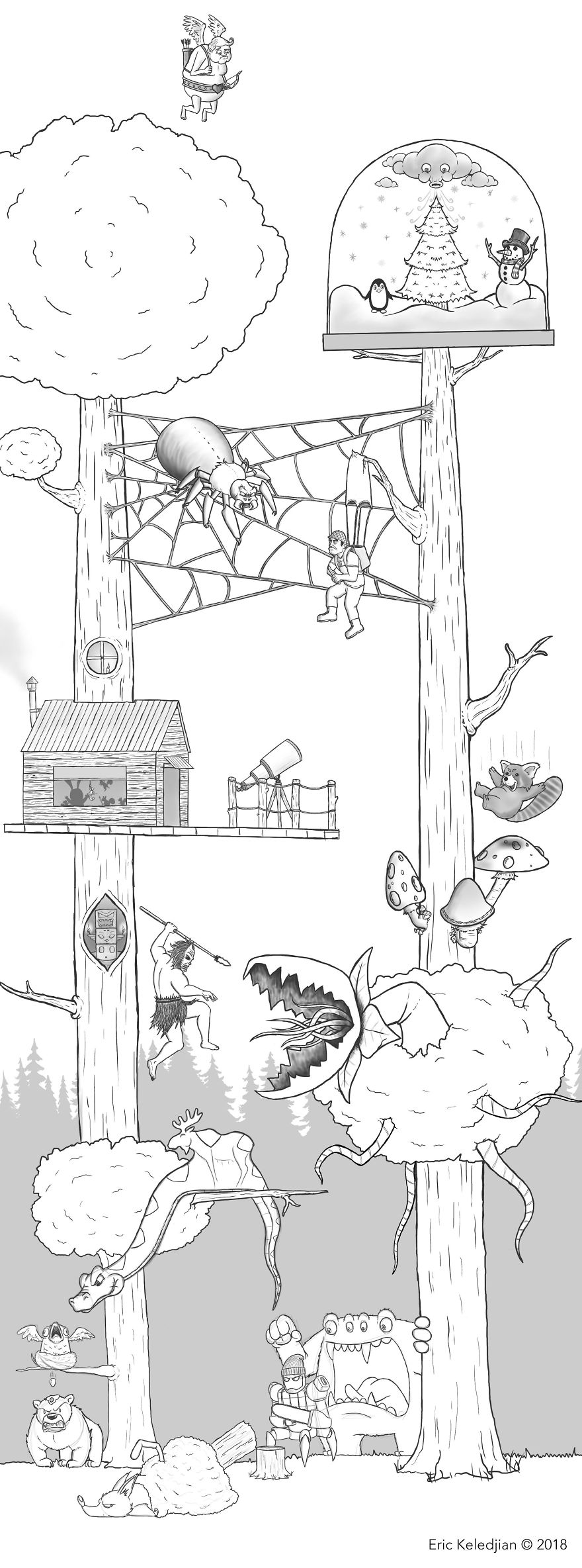 I Challenged Myself To Add One Character A Day To This Bear Drawing For 19 Days Until I Got This Result