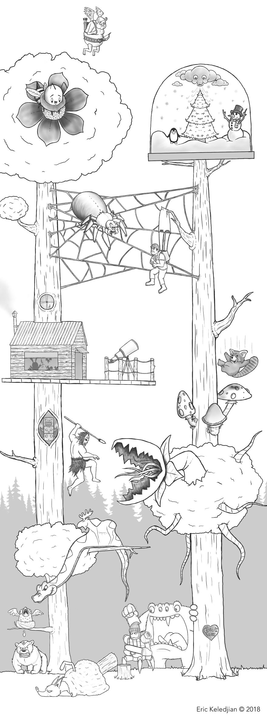 I Challenged Myself To Add One Character A Day To This Bear Drawing For 19 Days Until I Got This Result