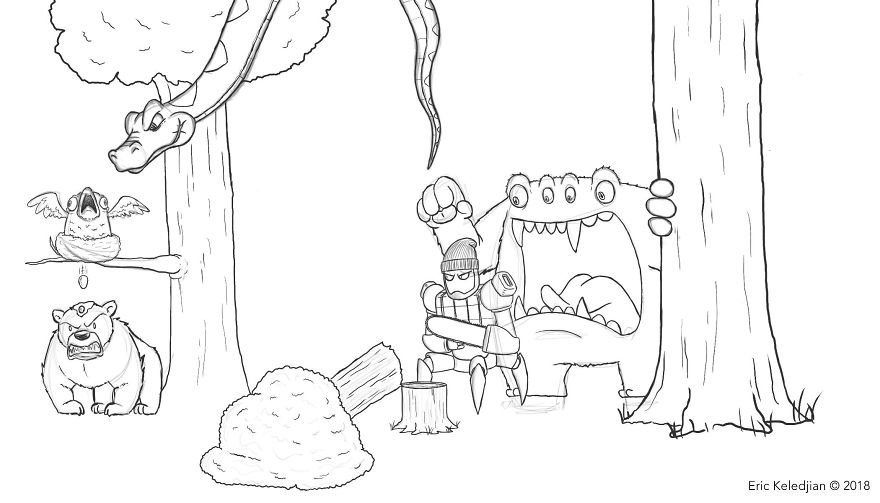 I Challenged Myself To Add One Character A Day To This Bear Drawing For 19 Days Until I Got This Result