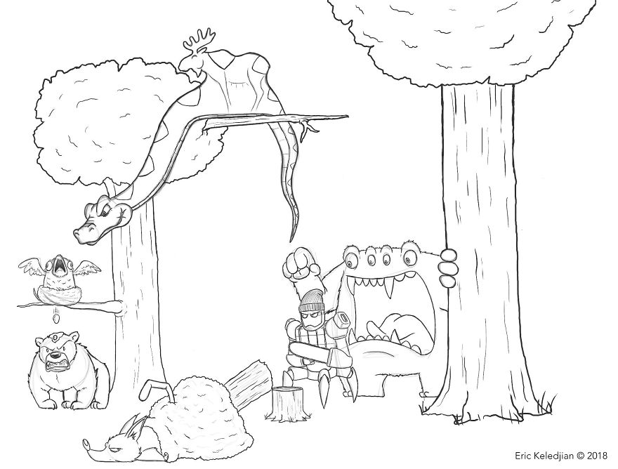 I Challenged Myself To Add One Character A Day To This Bear Drawing For 19 Days Until I Got This Result