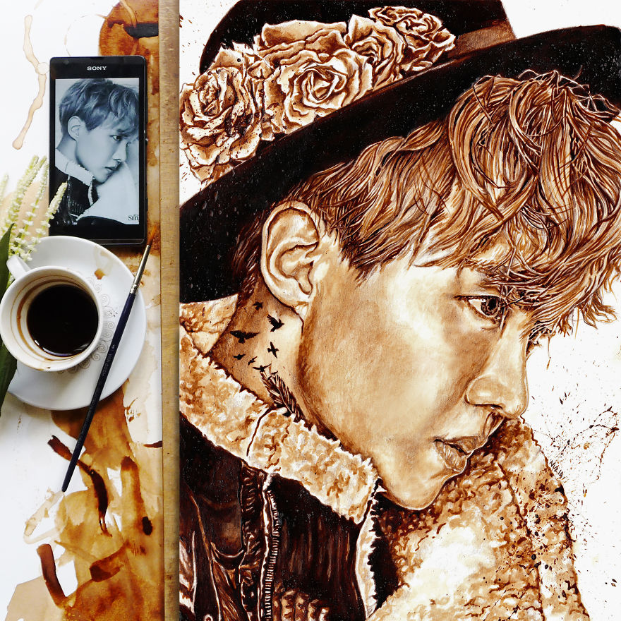 I'm Back At Drawing With Coffee Illustrations Of Bts