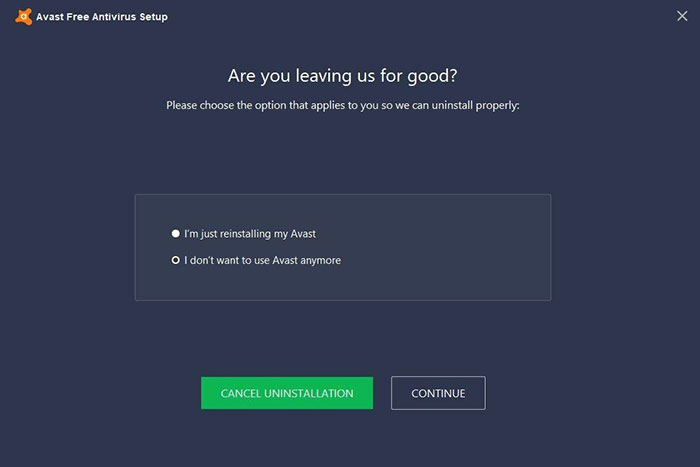 The "Cancel Uninstalation" Button Is In Green