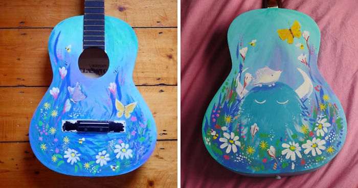 I Was Commissioned To Paint A Guitar To Reflect The Owner’s Personality