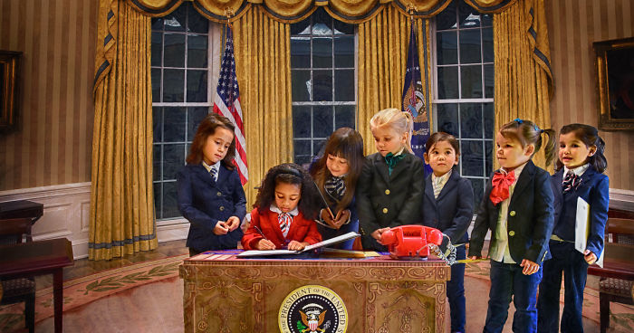 Little Girls Model As An All Female Presidential Cabinet For Empowering Children’s Book “Rad Girl Revolution”