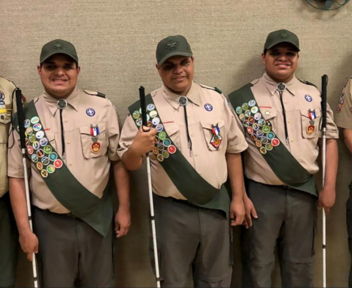 Blind Triplets Credit Their Father With Helping Them Earn Highest Rank In Boy Scouts