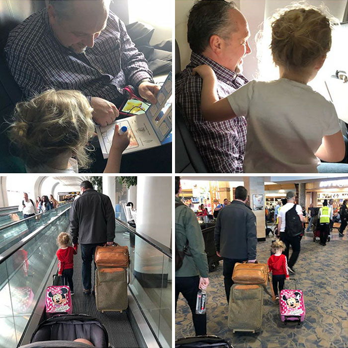  A Woman Was On A Flight Alone With A Screaming Infant And A Toddler. This Stranger Decided To Step Up And Help Her Out, He Even Changed His Seats On A Connecting Flight, So He Could Help Them Again. He Said A Stranger Once Showed The Same Kindness To His Wife On A Similar Situation