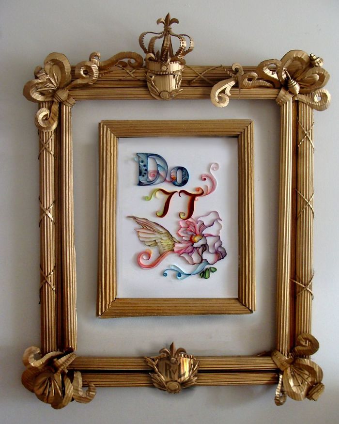 Picture Frame I Made Out Of Corrugated Cardboard Then Spray Painted Gold