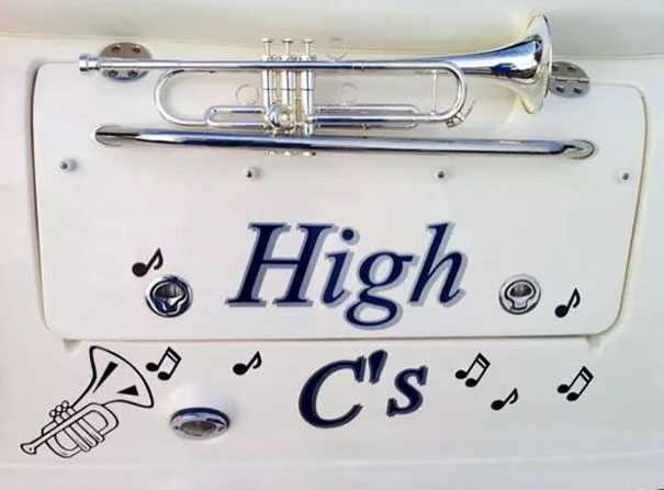 Creative boat name and a music instrument 