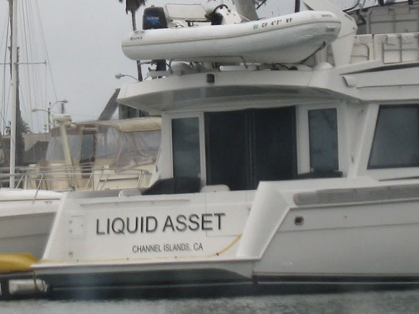 Funny named massive white yacht 